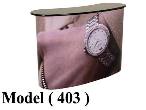 استاندات دعاية مكون (NO) D (مو 403) كاونتر بوب اب بالطباعه فينيل بطبقة حماية (تصميم - تنفيذ - تركيب) فضى ـ (W=130,D=45,H=90CM)  (PUC)