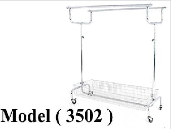 استاندات مكونة B مو (3502) استاند 2بار حرف U قطر 32مم متحرك + باسكت تخزين مطلى (W=145,D=55,H=220CM)
