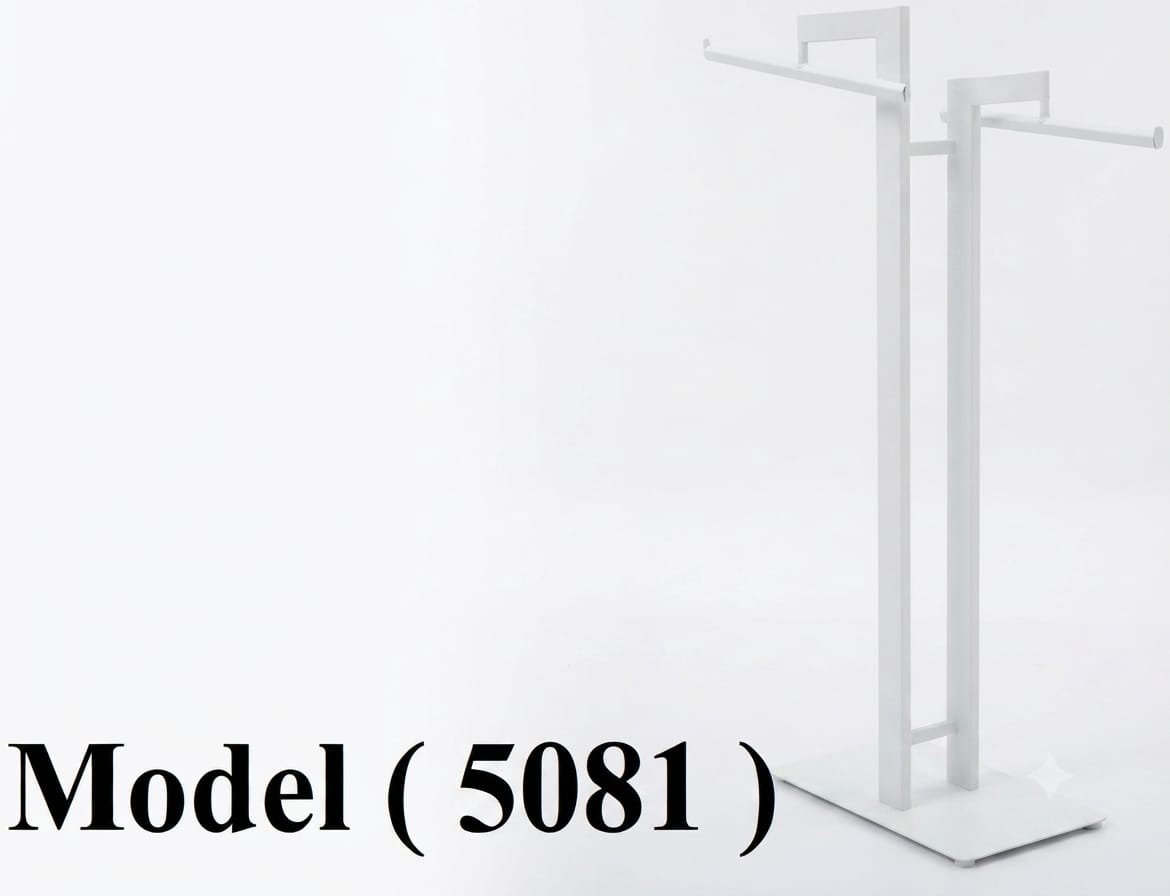استاندات B (مو 5081) راك 2 ذراع حرف T قاعدة معدنى أبيض(W=60,D=52,H=143CM)