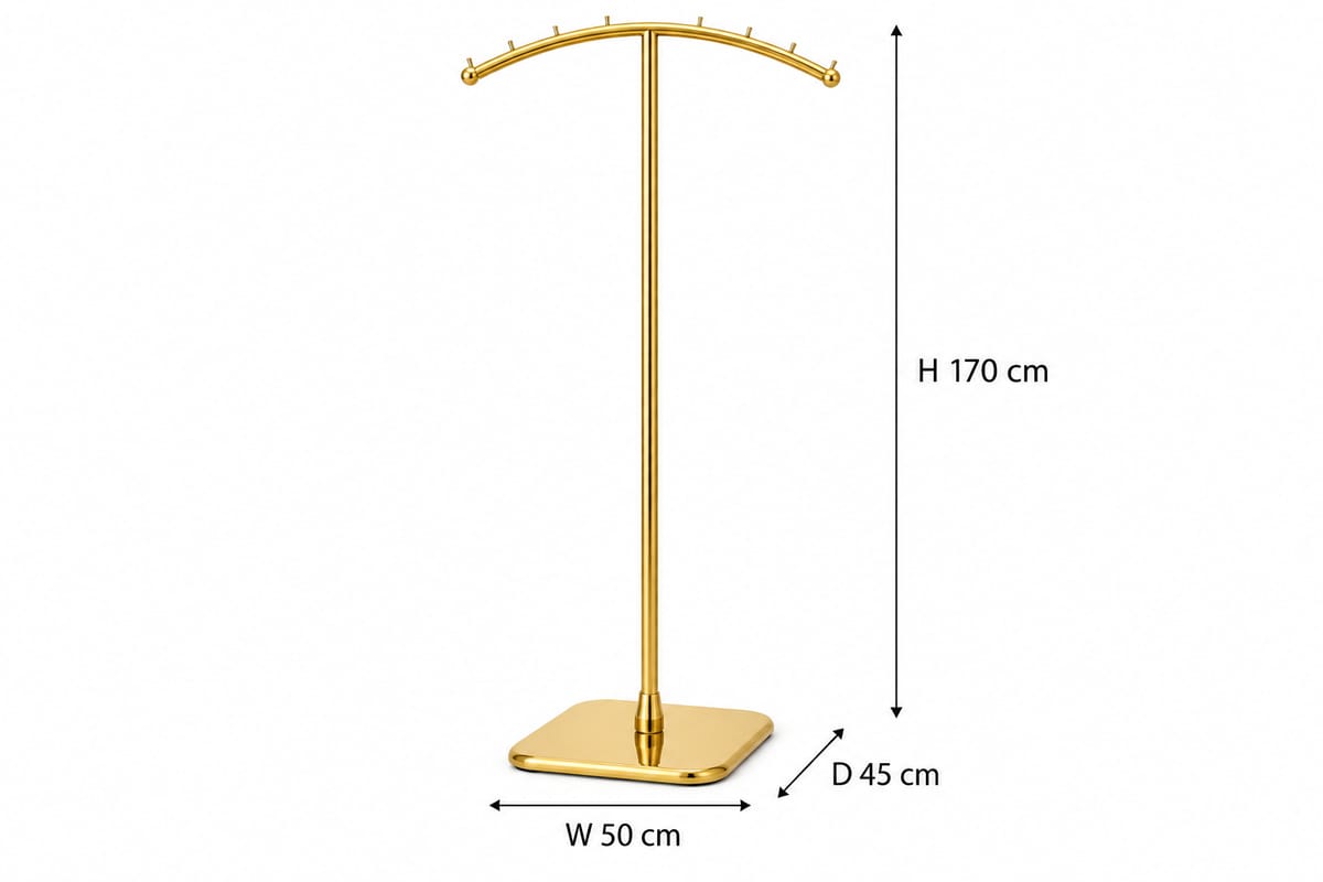 استاندات  ( NO) E ( موديل 5134 ) راك 2 ذراع قوس قاعدة مربعة ذهبي ( A8 )(W=50,D=45,H=170CM)