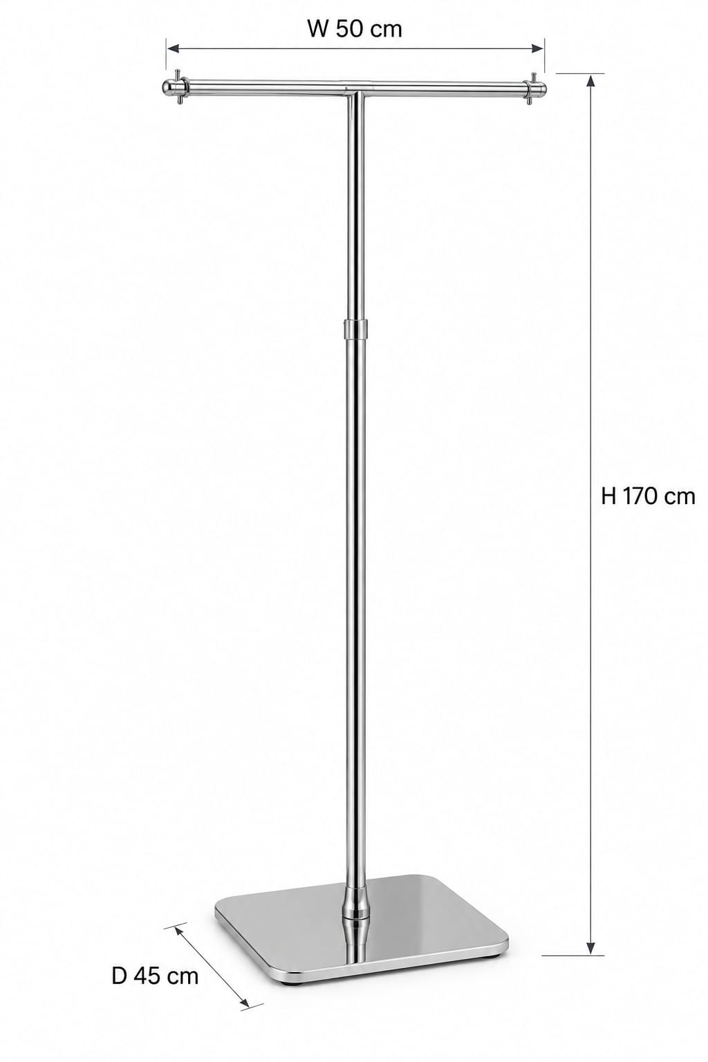 استاندات  ( NO) E ( موديل 5140 ) راك 2 ذراع مستقيم  قاعدة مربعة استانلس ( A5 )(W=50,D=45,H=170CM)