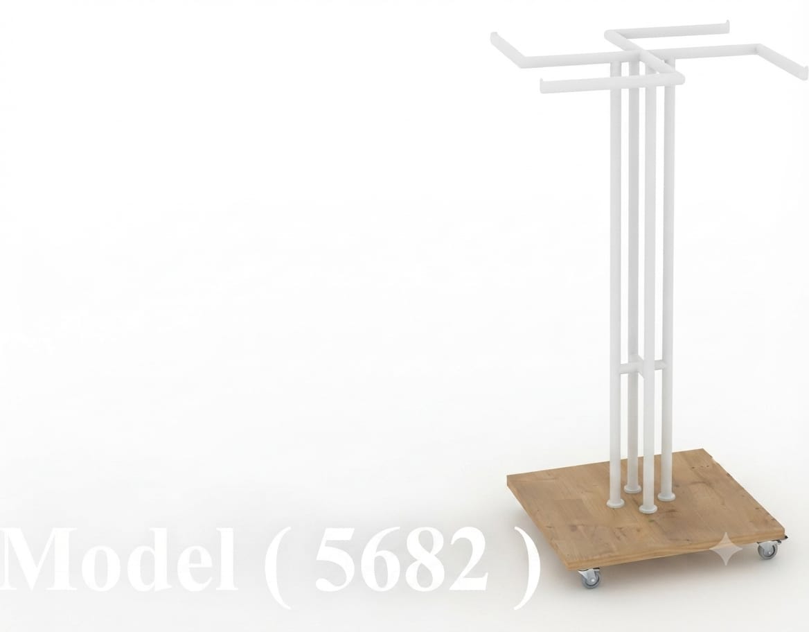 استاندات B ( مو 5682 ) راك 4 ذراع OM أبيض قاعدة خشب(W=65,D=65,H=136CM)