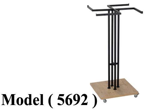 استاندات B (مو 5692) $ راك 4 ذراع بالاستانلس EZ اسود مط قاعدة خشب(W=65,D=65,H=136CM)