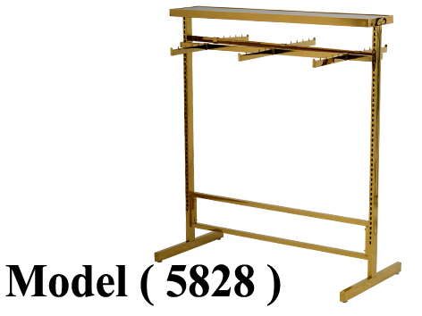 استاندات (NO) E (مو 5828) استاند تعليق ذهبى برف خشب + 2 بار + 6 كابولى ( كود 21 ) (W=122,D=50,H=138CM)