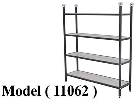استاندات مكونة B (مو 11062) استاند 4 رف EZ اسود بالخشب (W=120,D=33,H=150CM)