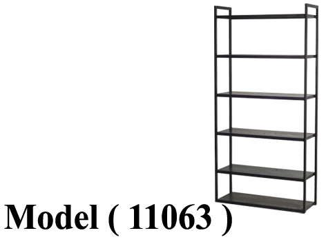 استاندات (NO) F (مو 11063 ) <> استاند 6 رف اسود بالخشب اسود (W=98,D=34,H=199CM)