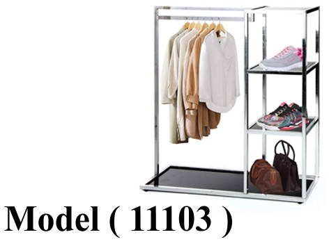 استاندات مكون B ( مو 11103) استاند 4 رف+تعليق EZ بالزجاج او خشب مطلى (W=125,D=45,H=135CM)