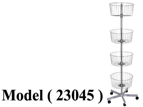 استاندات B (مو 23045 ) استاند دوار 4 باسكت دائرى عميق نيكل كروم (H=185CM)