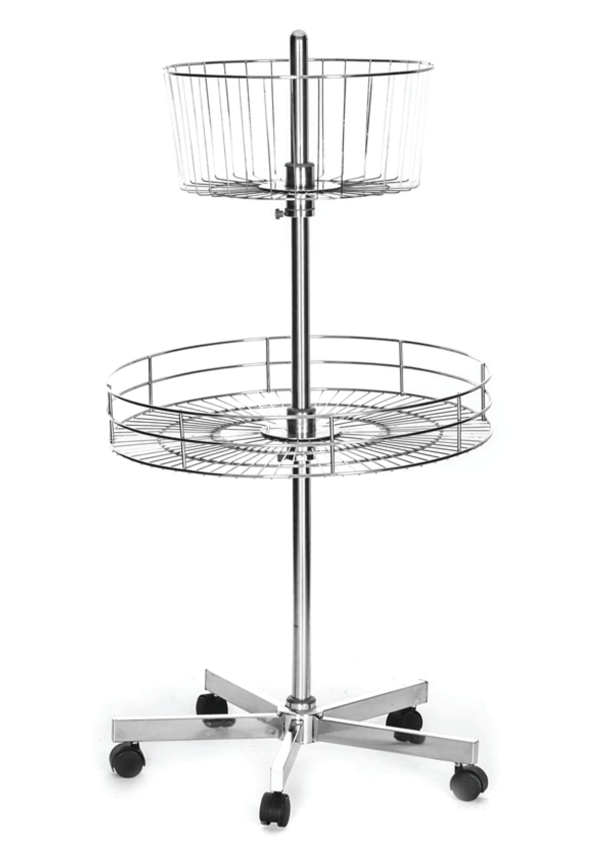 استاندات B (مو 23055) استاند دوار 1 باسكت واسع + 1 باسكت عميق نيكل كروم (H=130CM)