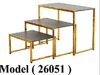 استاندات B (مو 26051) مجموعة 3 ترابيزة EZ ذهبى بدون خشب (W=80,D=60,H=40CM) (W=120,D=60,H=90CM) (W=100,D=60,H=60CM)