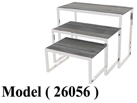استاندات B (مو 26056) مجموعة 3 ترابيزات EZ بالخشب كريمى مجزع (W=80,D=60,H=40CM) (W=120,D=60,H=90CM) (W=100,D=60,H=60CM)