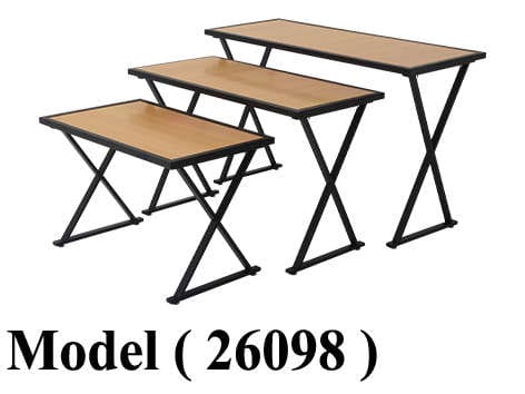 استاندات (NO) E (مو 26098) مجموعة 3 ترابيزة اسود (W=80,D=50,H=54CM) (W=100,D=50,H=66CM)(W=120,D=50,H=77CM)