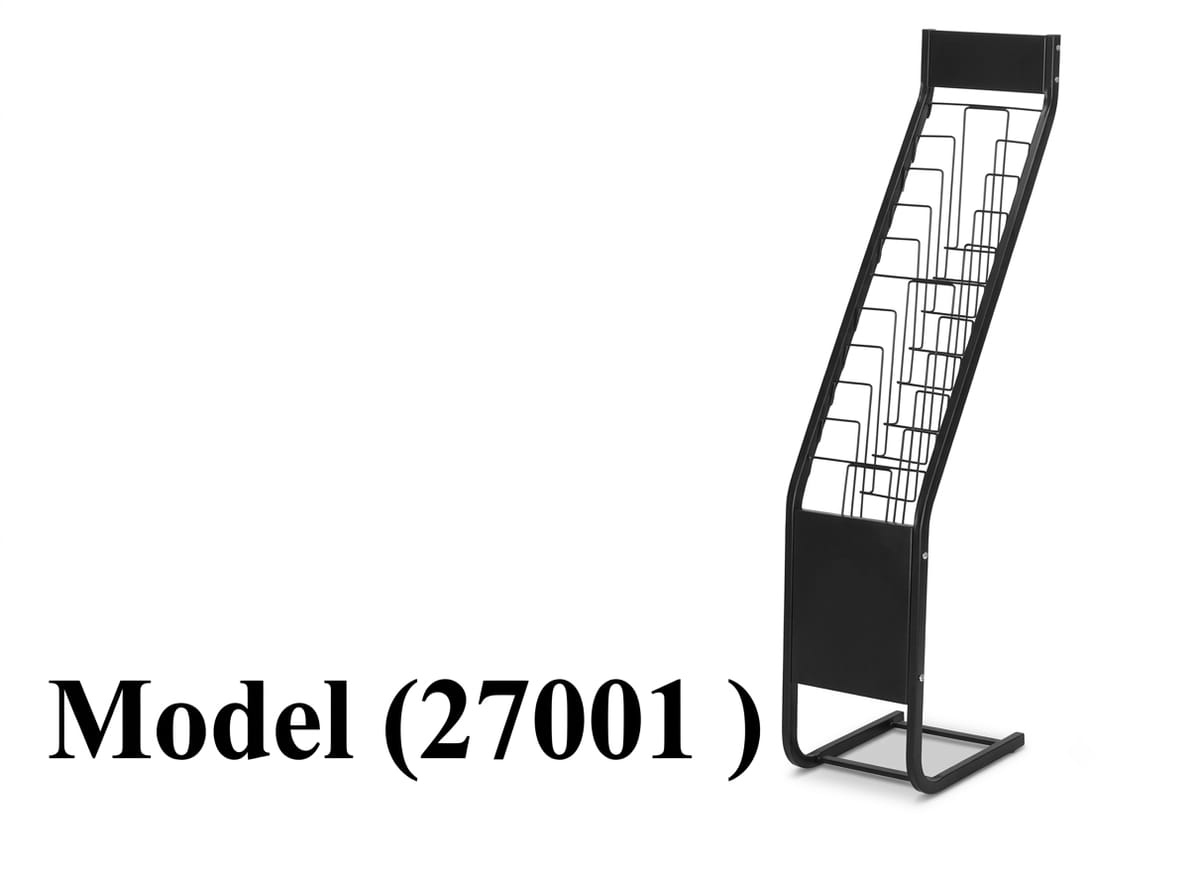 استاندات B (مو 27001) @ استاند مجلات 10 بوكيت EZ مطلى* اسود (W=30,D=40,H=130CM)