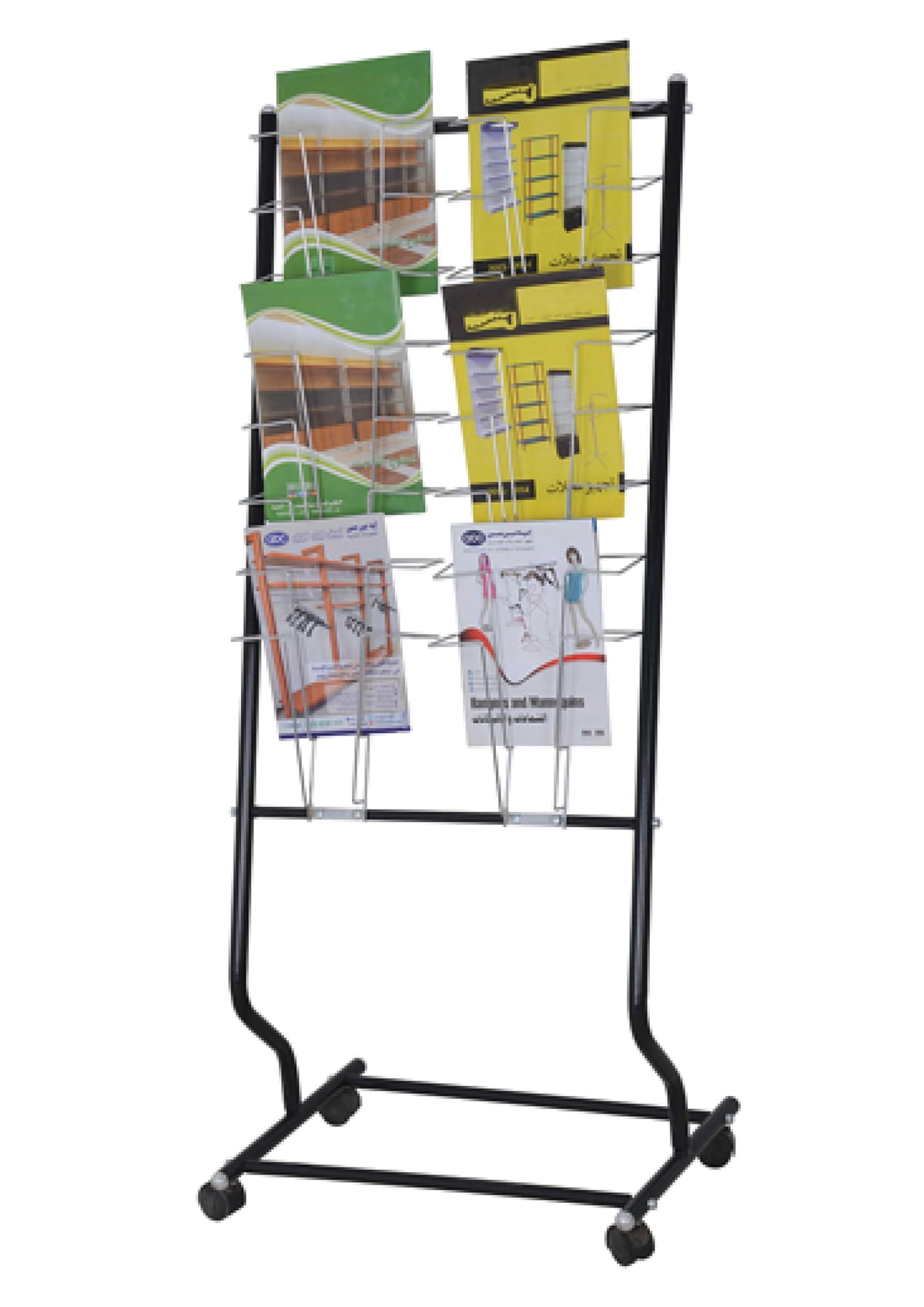 استاندات B (مو 27005) استاند مجلات 16 بوكيت اسود*نيكل (W=60,D=40,H=150CM)