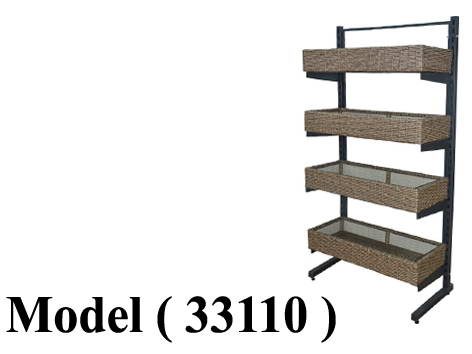 استاندات مكون B (مو 33110) استاند L فور EZ ظهر فريم رمادى نجومى ( 4 باسكت راتان ) (W=95,D=50,H=180CM)
