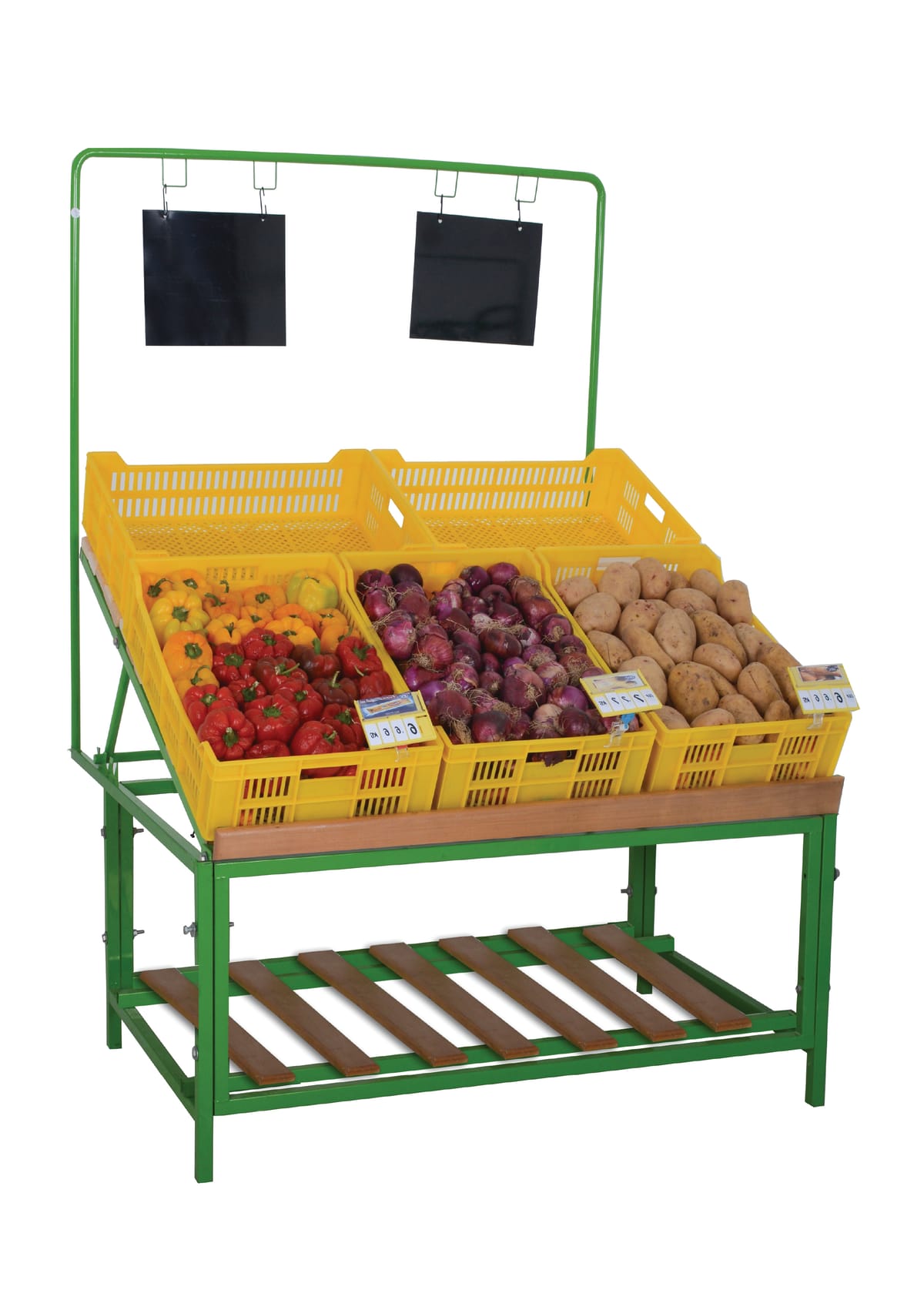 استاندات مكون B (مو 33722) استاند عرض بضائع رف مائل EZ أخضر (5صندوق مجزر بيور) (W=120,D=100,H=166CM)