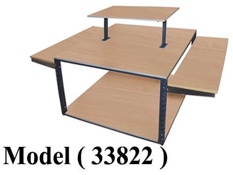 استاندات مكون B (مو 33822) ترابيزة وانزى EZ  بالقرص الخشب و 2 رف خشب جانبى كاملة (بدون بساكت) (W=202,D=94,H=112CM)