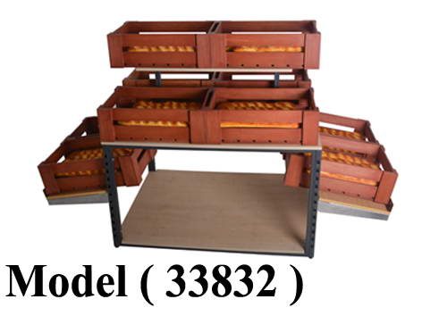 ** استاند وانزى مكون B (مو 33832) ترابيزة وانزى EZ  بالقرص الخشب رمادى نجومى ( 2 رف خشب جانبى 90 سم + 10 باسكت شرائح كبير ) (W=202,D=94,H=112CM)