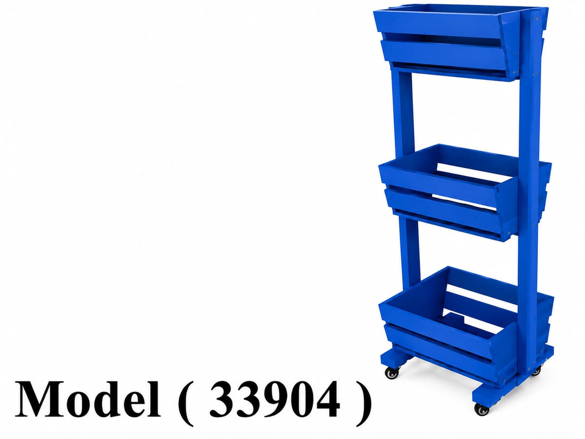 استاندات مكون B (مو 33904) استاند T خشب موسكي طبيعي 3 دور بالعجل ازرق (W=56,D=42,H=130CM)