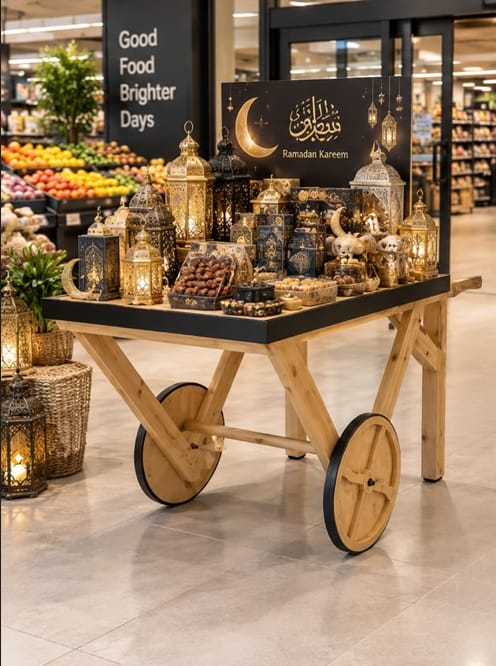 استاندات مكون B (مو33940) عربة عرض خشب موسكى طبيعى زان (W=170,D=88,H=86CM)