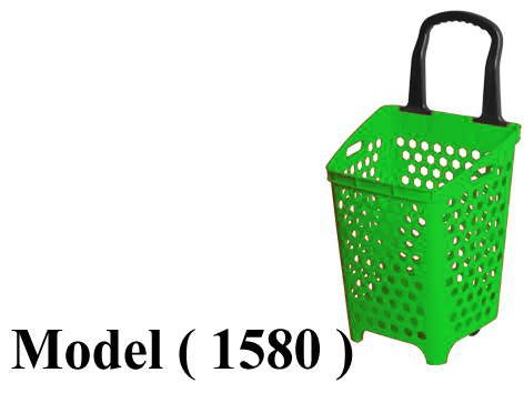 تروليات شوبينج NO)  F ) (مو 1580) <>باسكت ترولى يد مستطيلة 42 لتر أخضر (W=42,D=36,H=82CM)