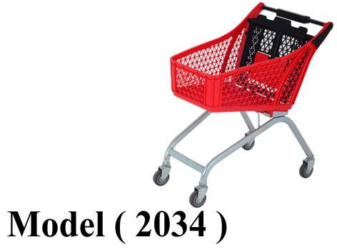 تروليات D (مو 2034) ترولى شوبينج بلاستيك احمر قاعدة معدن عجل 5 " نيكل كروم 130 لتر (W=87,D=58,H=108CM)