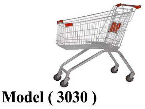تروليات B (مو 3030) ترولى شوبينج EZعجل اوربى 4" مطلى يد احمر 150 لترمطلى..(W=100,D=60,H=97.5CM)