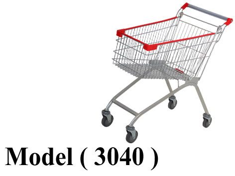 تروليات B (مو 3040) ترولى شوبينج MTعجل 5" مطلى يد احمر 210 لتر (W=114,D=59,H=105CM)