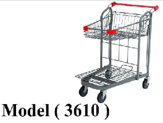 تروليات B (مو 3610) ترولى معدنى 1 رف 1 باسكت رمادى (W=58.5,D=88,H=105.5CM)