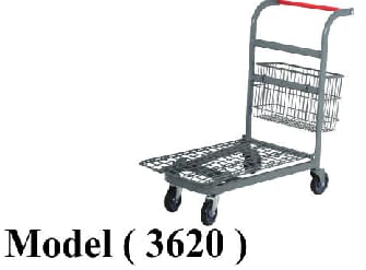 تروليات B (مو 3620) ترولى معدنى 1 رف 1 باسكت خلفى رمادى (W=53,D=106,H=98CM)