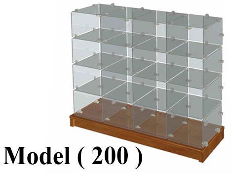 كونكتور مكون C (مو 200) ريون زجاج GR واحد وجه 4*4 بقاعده خشب (زجاج 30*30سم) 16 عين (W=125,D=45,H=140CM)