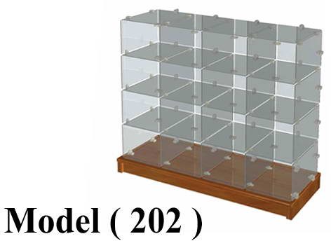 كونكتور مكون C (مو202)  ريون زجاج GR واحد وجه 4*4 بقاعده خشب (زجاج 40*40سم) 16 عين (W=175,D=45,H=180CM)
