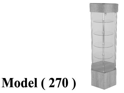 فتارين مكون D (مو 270) فاترينة سداسية وسط WA ابيض دوكو ملمس ناعم  (W=66,D=57.5,H=193.5CM)