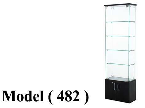 ريونات مكون B (مو 482) فاترينة رفيعة قاعدة 2 ضلفة توب مسطح اسود (W=55,D=27.5,H=182CM)