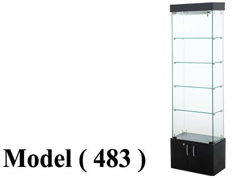 ريونات مكون B (مو 483) فاترينة رفيعة قاعدة 2 ضلفة توب واحد سبوت اسود (W=55,D=27.5,H=195CM)