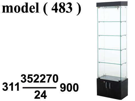 ريونات مكون B (مو 483)  فاترينة رفيعة قاعدة 2 ضلفة توب واحد سبوت فضى (W=55,D=27.5,H=195CM)
