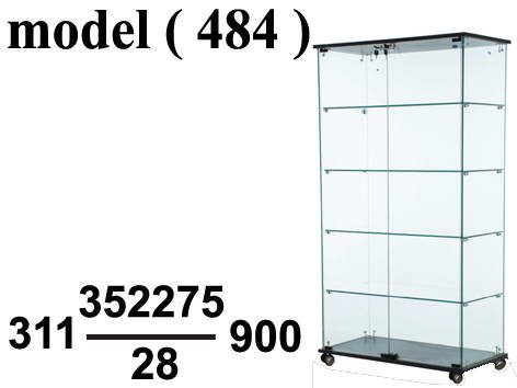 ريونات مكون B (مو 484) فاترينة كبيرة قاعدة مسطحة بالعجل توب مسطح ازرق (W=80,D=40,H=163CM)