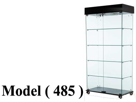 ريونات مكون B (مو 485) فاترينة كبيرة قاعدة مسطحة بالعجل توب 3 سبوت اسود (W=80,D=40,H=173.5CM)