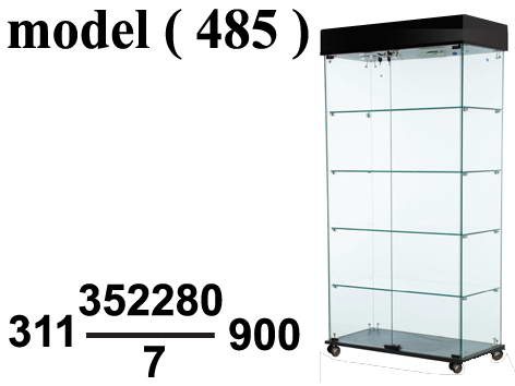 ريونات مكون B (مو 485) فاترينة كبيرة قاعدة مسطحة بالعجل توب 3 سبوت احمر  (W=80,D=40,H=173.5CM)