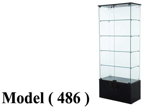 ريونات مكون B (مو 486) فاترينة كبيرة قاعدة 2 ضلفة توب مسطح اسود (W=80,D=40,H=194CM)