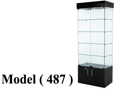 ريونات مكون B (مو 487) $ فاترينة كبيرة قاعدة 2 ضلفة توب 3 سبوت إسود (W=80,D=40,H=205CM)