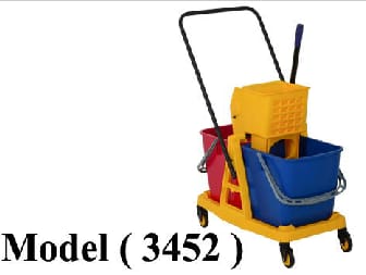 تروليات نظافة C (مو 3452) ترولى نظافة 2 باسكت بالعصارة 46 لتر (W=44,D=85,H=98CM)