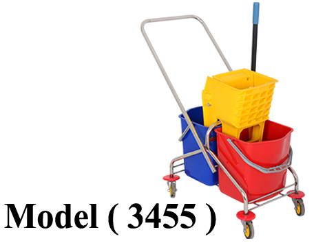 تروليات نظافة C (مو 3455) $ ترولى نظافة استانلس 2 باسكت بالعصارة (W=40,D=65,H=100CM)