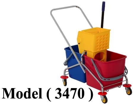 تروليات نظافة C (مو 3470) ترولى نظافة معدنى 2 باسكت بالعصارة 46 لتر (W=41,D=86,H=99.5CM)