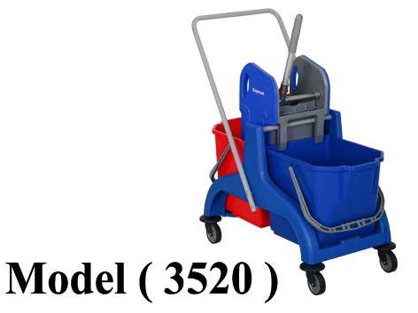 تروليات نظافة (NO) E (مو 3520) ترولى نظافة اروبى يد نيكل عجل ايطالى 2 باسكت بالعصارة احمر*ازرق (W=37,D=77,H=85CM)
