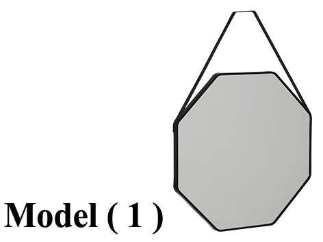 مرايات C مو (1) مرايا سداسية باطار جلد اسود ارتفاع 59 سم  (كود 11-6846) (DIM.W=59,H=59CM)
