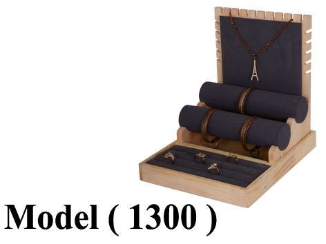 عوارض ذهب قطيفة C (مو 1300) علبة عرض مجوهرات (غويشه + حلق + خاتم) رمادى غامق (W=23,D=28,H=27CM)