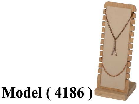 عوارض ذهب خشبية D (مو 4186) استاند سلسلة مستطيل بالقاعدة بيج (W=10,D=10,H=27CM)