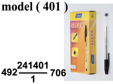 أقلام (NO) F Saber (مو 401) # علبة (12قلم) جاف Sleek هندى اسود