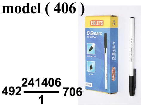 أقلام (NO) F Ridleys (مو 406) # علبة (12 قلم) جاف O- Smart هندى اسود